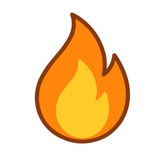 Flat color icon isolated on transparent background of fire flame