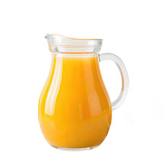Orange juice in pitcher on transparent background