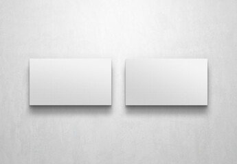 Two Minimalist business cards on white background Mockup. 3D rendering