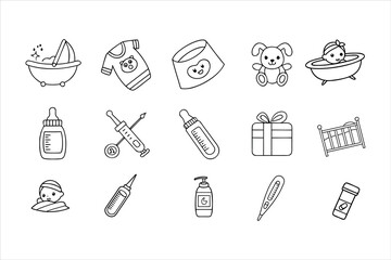 Food and Sweets Icon Collection in Hand Drawn Vector Style