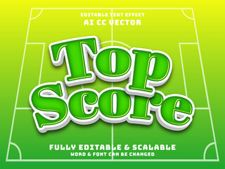top score editable text effect with green football field background