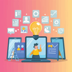 2d vector illustration colorful  business , TRAINING and study work hard successes 
