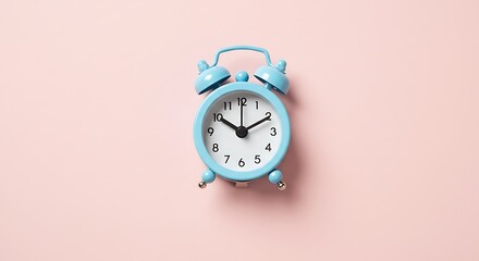 Blue Alarm Clock on Pink Background Showing Ten O'Clock variation 2