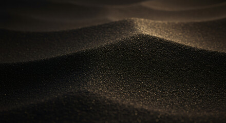 Close-up view of dark sand waves.