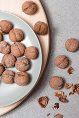 Rustic image of dry walnuts in a bowl