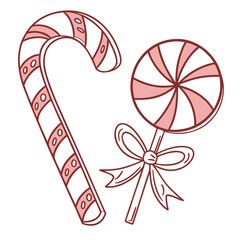 Candy cane lollipop swirl ribbon festive treats vector