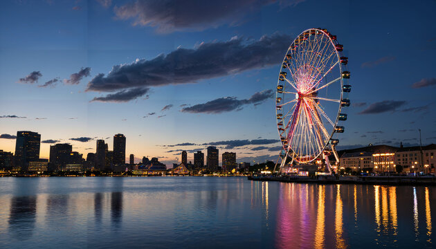 la grande roue au bord d'un lac