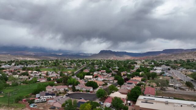 Storm Clouds Loom Over Small Desert Town in Southern Utah