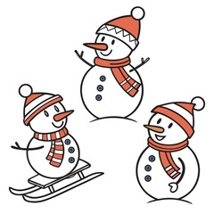 Cheerful snowmen winter fun with hats and scarves snowman christmas
