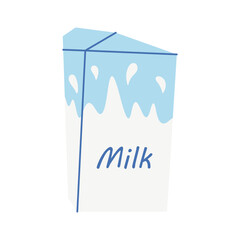 Goat milk in carton packaging. National Dairy Month. Vector illustration.