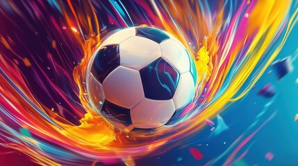 colorful soccer ball in dynamic motion