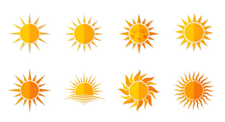 Sun icon set vector collection summer light symbols graphic elements