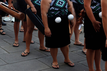 Maori dancers in traditional costume