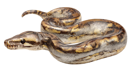 Coiled snake illustration with neutral tones

