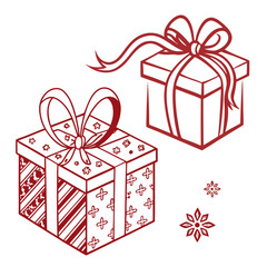 Festive gift boxes with ornate ribbons and decorative patterns christmas holiday