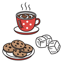 Hot cocoa cookies and marshmallows drink dessert