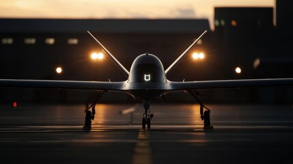 Close-up of fifth-gen aircraft with smart sensors glowing