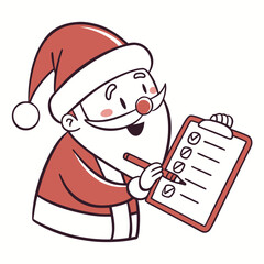 Jolly santa checking list with pencil santa claus christmas