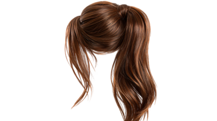 Brown high ponytail hairpiece isolated

