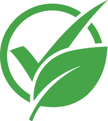 Check leaf logo vegetarian quality ecology vegan green eco element organic symbol