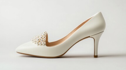 Obraz premium elegant white pearl high heels