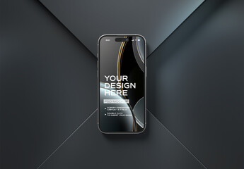 Mobile Phone Mockup on Black Squared Displays