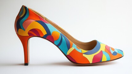 colorful abstract pattern high heel pump shoe