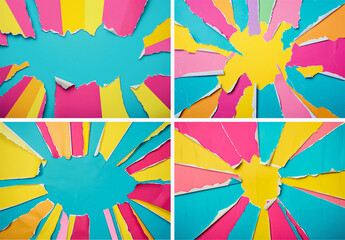 6 Torn Paper Collage Pop Art Textures Collection