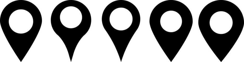 Modern Location Pin and Map Marker Icon Set – Flat GPS Location Symbols, Place Marker Pointers, Navigation Elements, and Geolocation Icons in Iconic Vector Style.