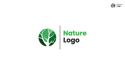 Nature logo with tree green abstract circle vector design