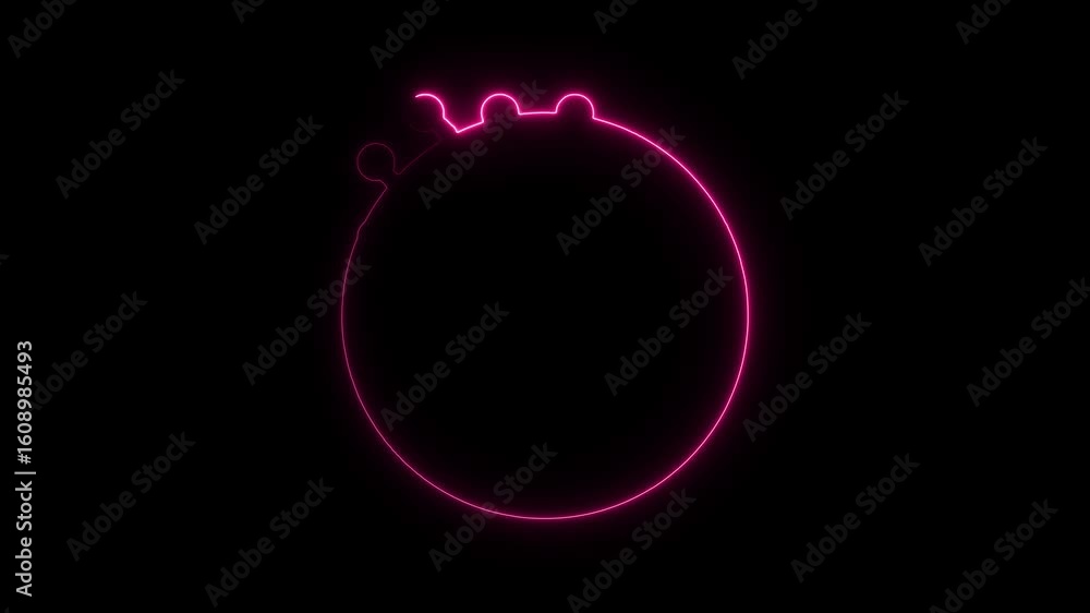 Poster glowing neon circle animation abstract background loop pink light effect on black backdrop