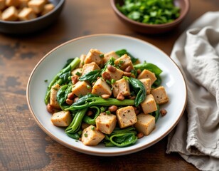 a lean turkey stir fry with bok choy and olive oil, simple clean meal for blood type o diet, minimalist