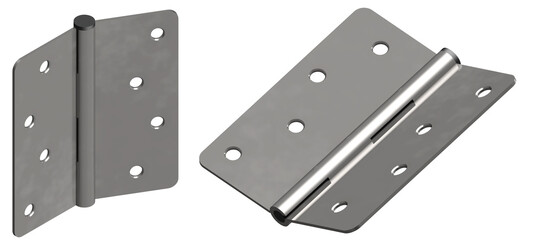 Sturdy metal hinge with precise alignment and robust design for durable door support - 3D rendering