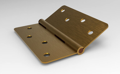 Elegant brass hinge with smooth pivot and sturdy construction for timeless door use - 3D rendering
