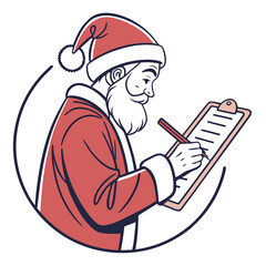 Santa Claus checking his list with a pencil christmas holiday