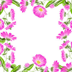 Frame of pink flowers. For your photos, congratulations, postcards and other things.
