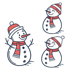 Snowmen with coral hats and scarves snowman winter