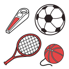 Soccer ball tennis racket basketball whistle sports equipment