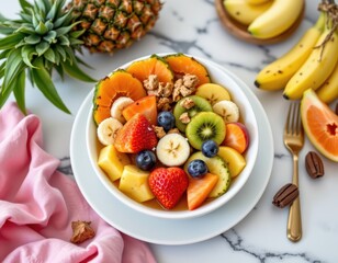 a tropical fruit bowl with papaya pineapple and banana ideal morning snack for blood type a beachy light style
