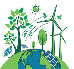 Save the planet earth eco green nature globe vector illustration