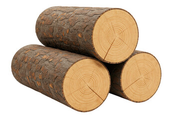 Isolated Stack of Three Wooden Logs