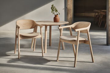 capture essence of scandinavian design by highlighting minimalism in interior space featuring wooden elements