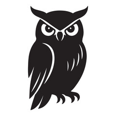Fototapeta premium Great Horned Owl Silhouette Vector Icon for Wildlife Design