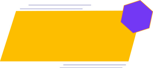 Modern Geometric Vector Banner with Yellow Shape and Purple Polygon – Dynamic Promo Label Design