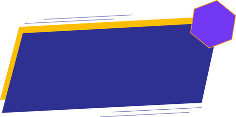 Modern Geometric Vector Banner with Yellow Shape and Purple Polygon and blue poltgon – Dynamic Promo Label Design