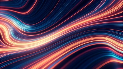 Abstract Light Trails in Motion: Dynamic glowing trails of light weave across a dark canvas, suggesting speed, data flow, and cutting-edge technology.