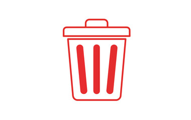 Red Trash Can Icon Simple and Clean Design for Waste Disposal, Cleaning, and Environmental Awareness