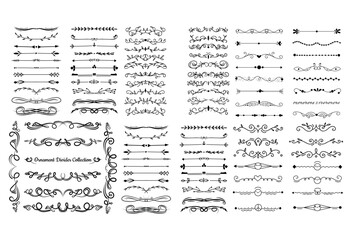 Set of decorative divider elements. Divider ornament, borders, doodle, separators, page dividers, header