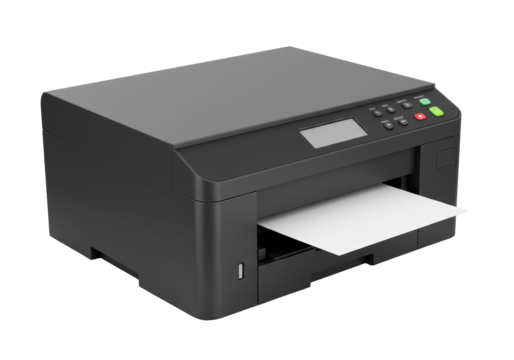 Isolated Modern Printer with Paper Output