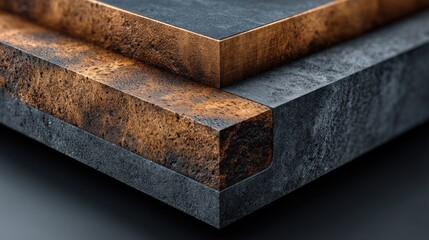 Striking close-up of layered textured materials displaying industrial design